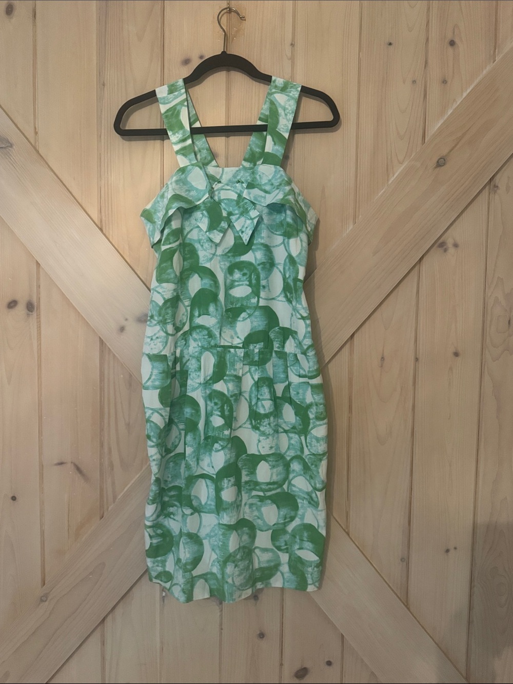 Green Print Ruffle Sundress - Picture 1 of 7